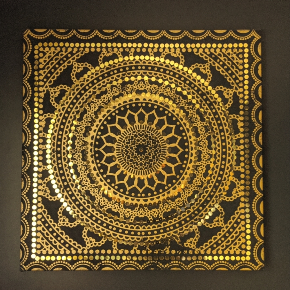 Navy and gold medallion wall piece